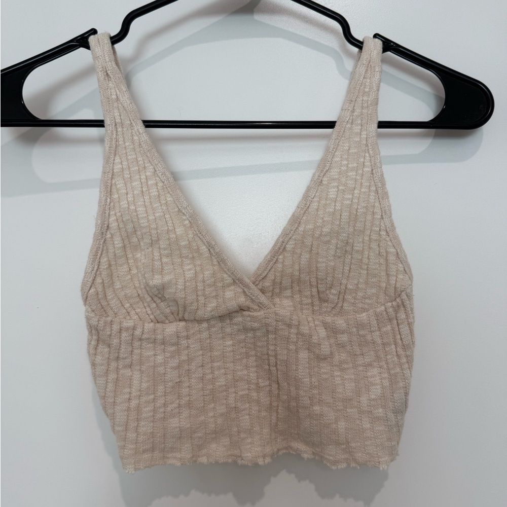 H&M Light Beige Ribbed Crop Top